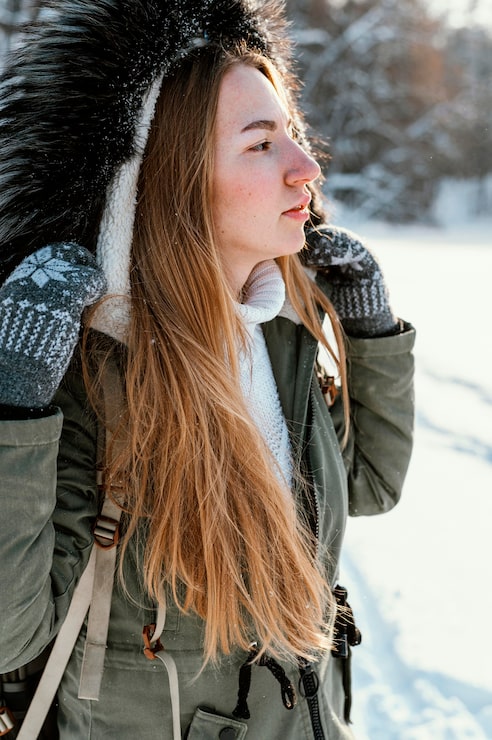 Olive Green Jacket with Fur-Lined Hood Detail — Iceland Winter Outfits