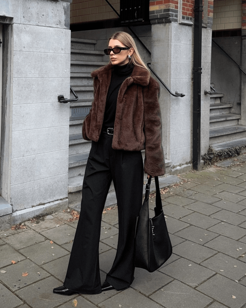 Casual Outing Outfit Idea — Faux Fur Coat Outfits