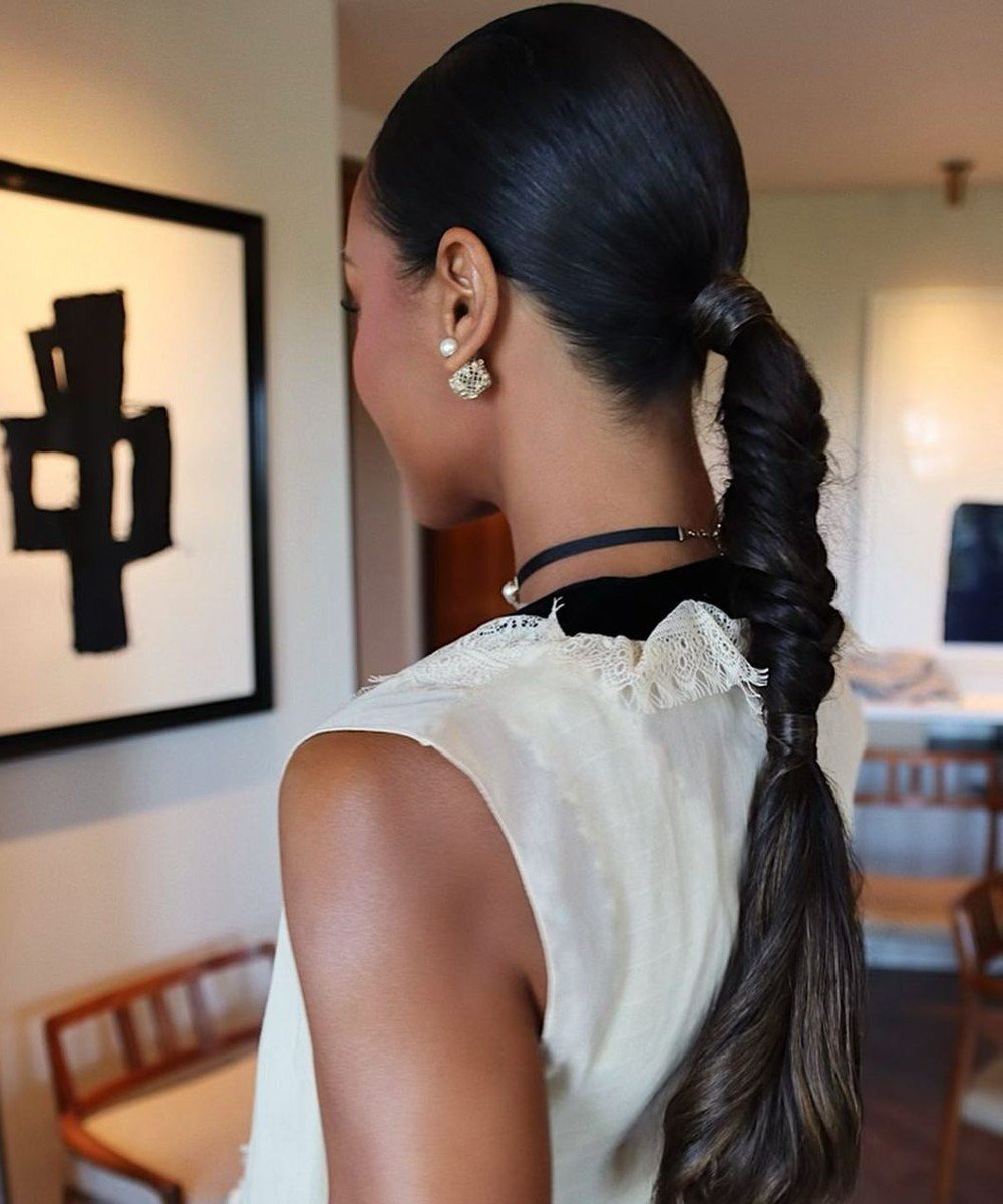 Sleek Waist-Length Ponytail With Twisted Detail — Winter Hairstyles for Long Hair