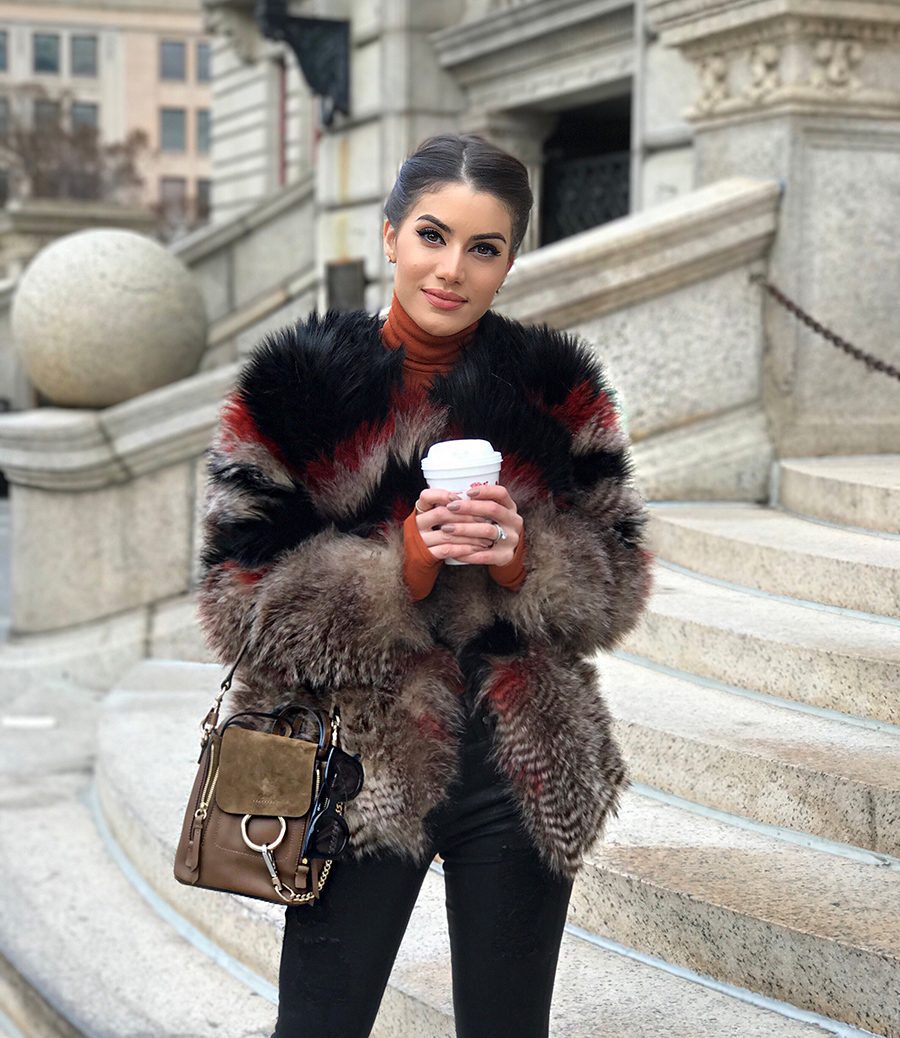 Statement Multi-Colored Faux Fur for a Pop of Color — Shearling Coat Outfits