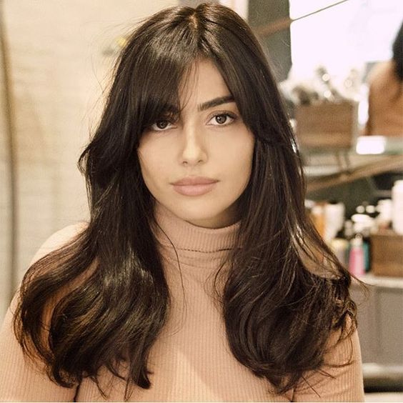 Mid-Back Layers with Air-Dried Waves Mid-Back Layers with Air-Dried Waves — Winter Haircuts with Curtain Bangs