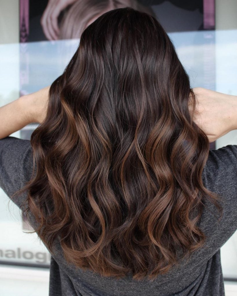 Deep Dark Brown With Warm Balayage — Dark Chocolate Brown Hair