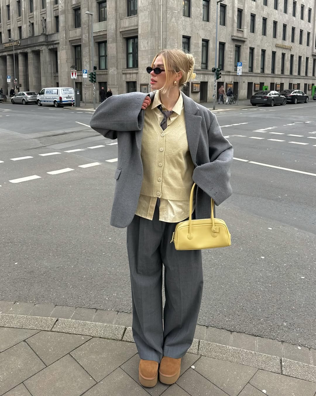Urban Layers: Yellow Cardigan Under a Blazer — Cardigan Outfits