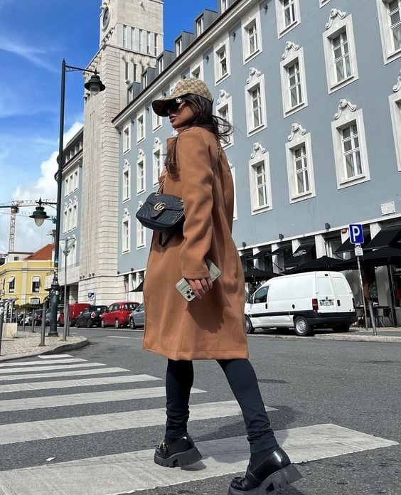 Camel Wool Coat with Platform Loafers Camel Wool Coat with Platform Loafers — Wool Coat Outfits