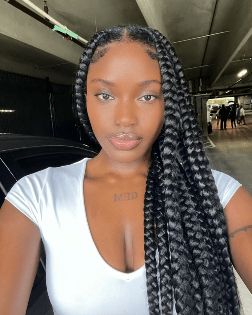 Mid-Back Box Braids With Side Part Mid-Back Box Braids With Side Part — Winter Loc Styles