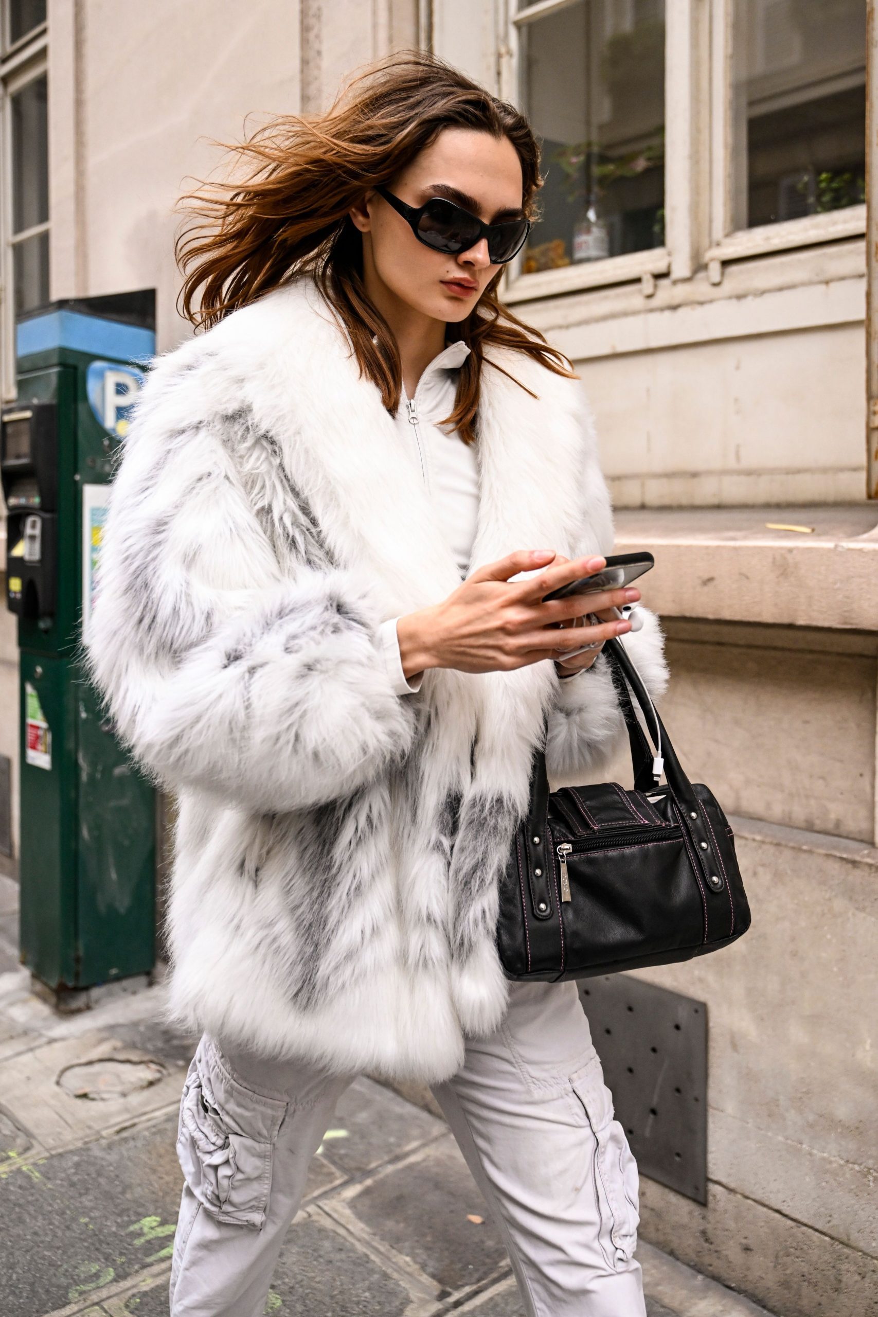 Faux Fur Jacket and Cargo Trousers for a Trendy Urban Look — London Winter Outfits