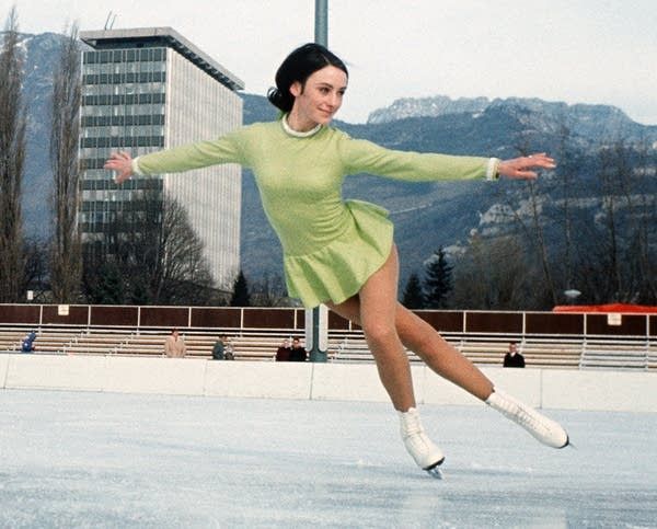 Simple Light Green Long-Sleeved Dress with Flared Skirt Simple Light Green Long-Sleeved Dress with Flared Skirt — Ice Skating Outfits