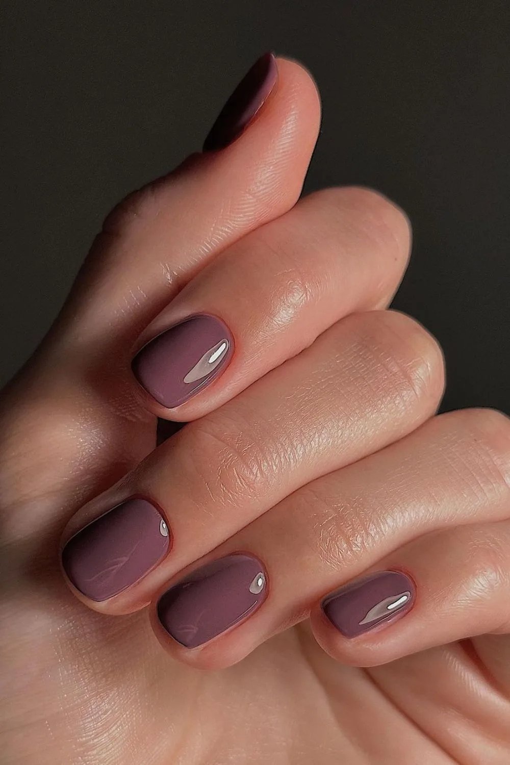 Dusty Plum Short Square With White Line Dusty Plum Short Square With White Line — Simple Winter Nails