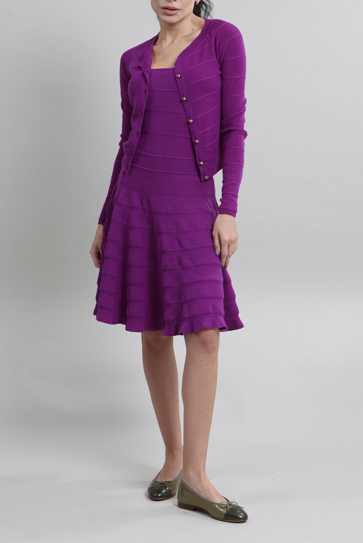 Coordinated Purple Knit Set with Gold Accents — Royal Purple Outfits