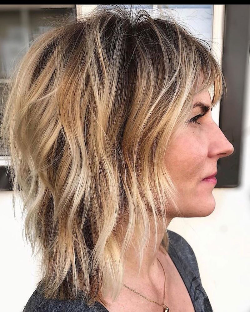 Textured Blonde Shag With Curtain Bangs — Winter Lob Haircuts