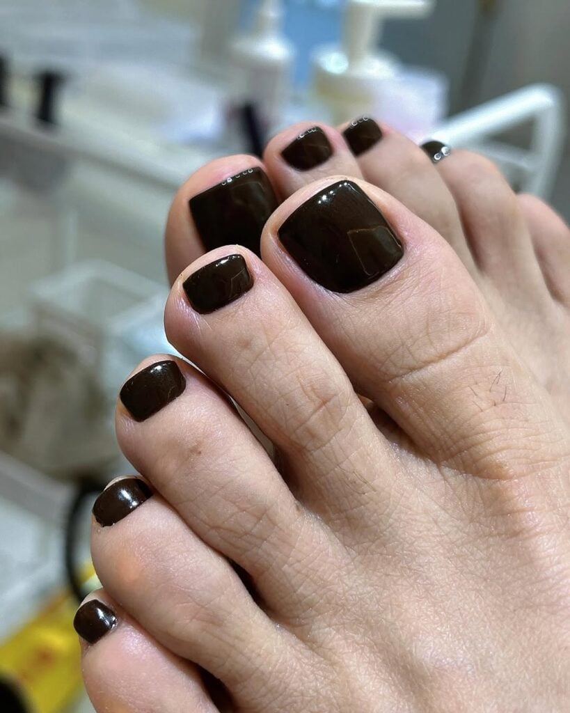 None Glossy Opaque Dark Brown — Winter Pedicure Colors