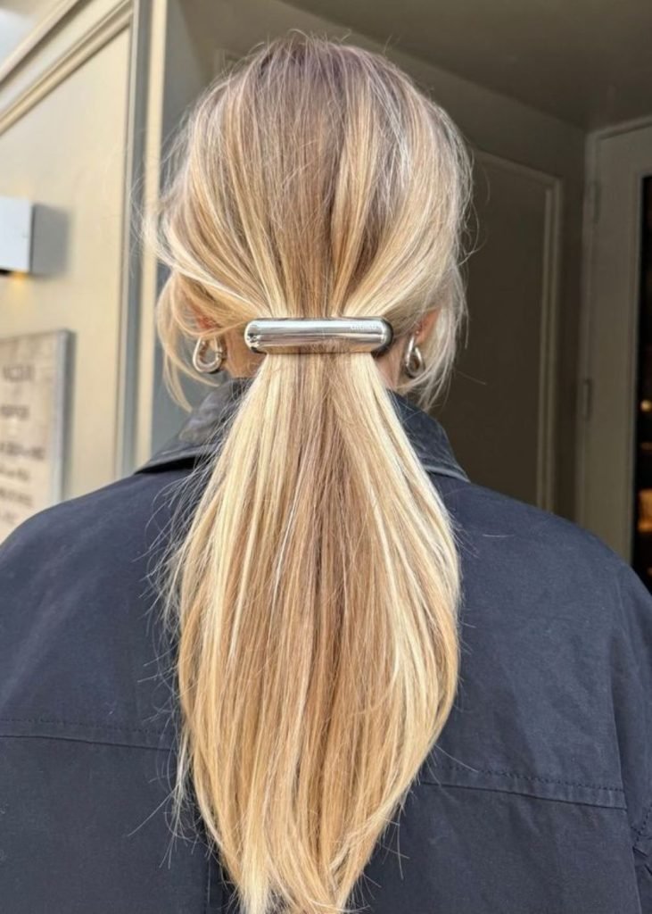 Sleek Ash Blonde Ponytail Sleek Ash Blonde Ponytail — Winter Hair Colors for Blondes
