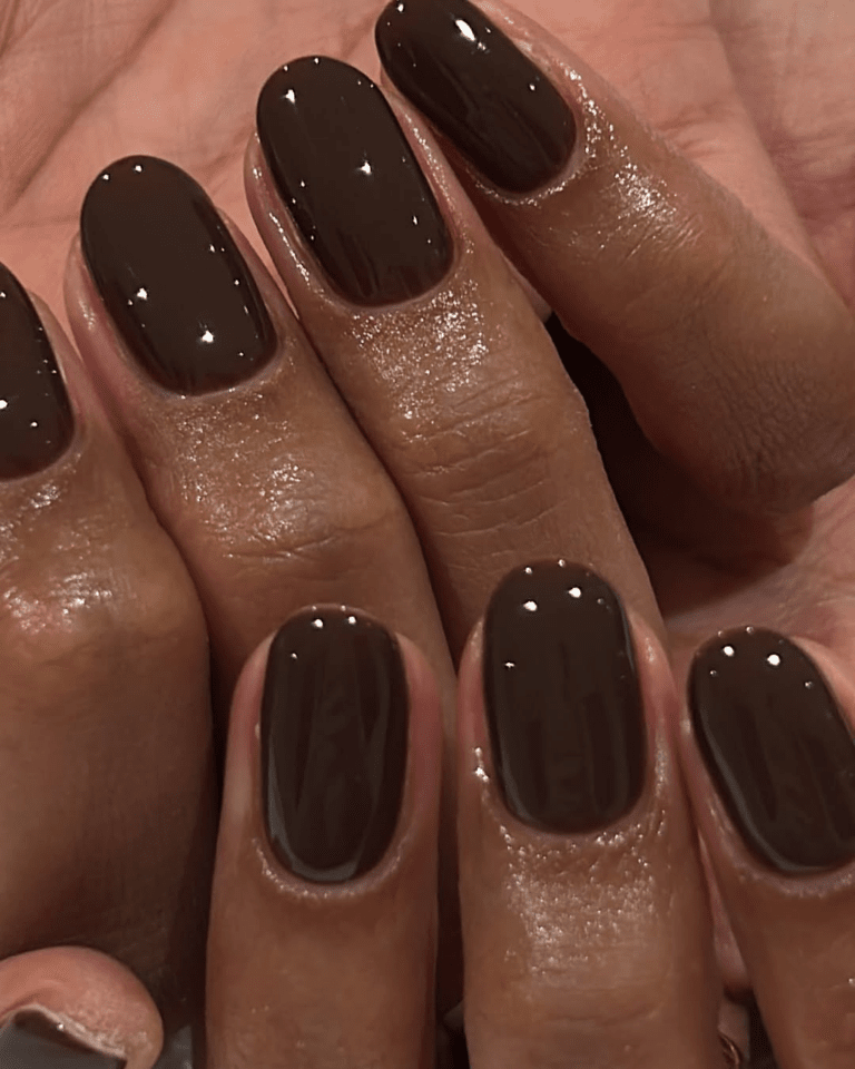Chocolate Brown High Gloss Oval Chocolate Brown High Gloss Oval — Simple Winter Nails