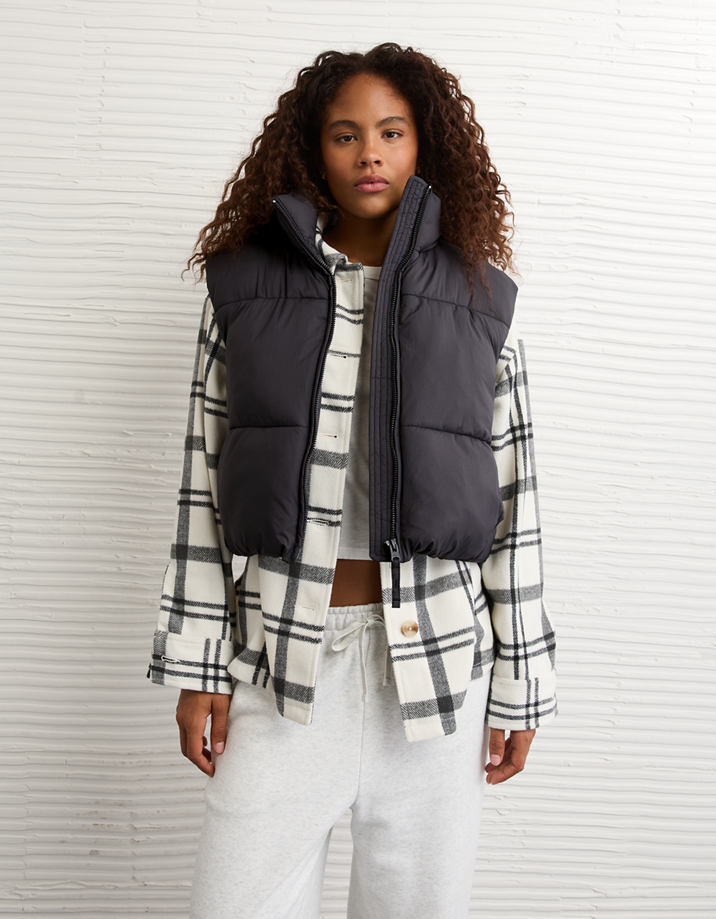 Grey Sweatpants Outfit Idea — Puffer Vest Outfits