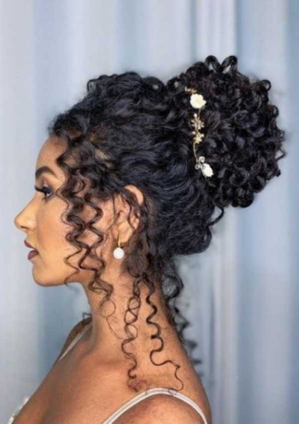 Visual Idea — Gathered At The Crown Winter Hairstyles for Curly Hair
