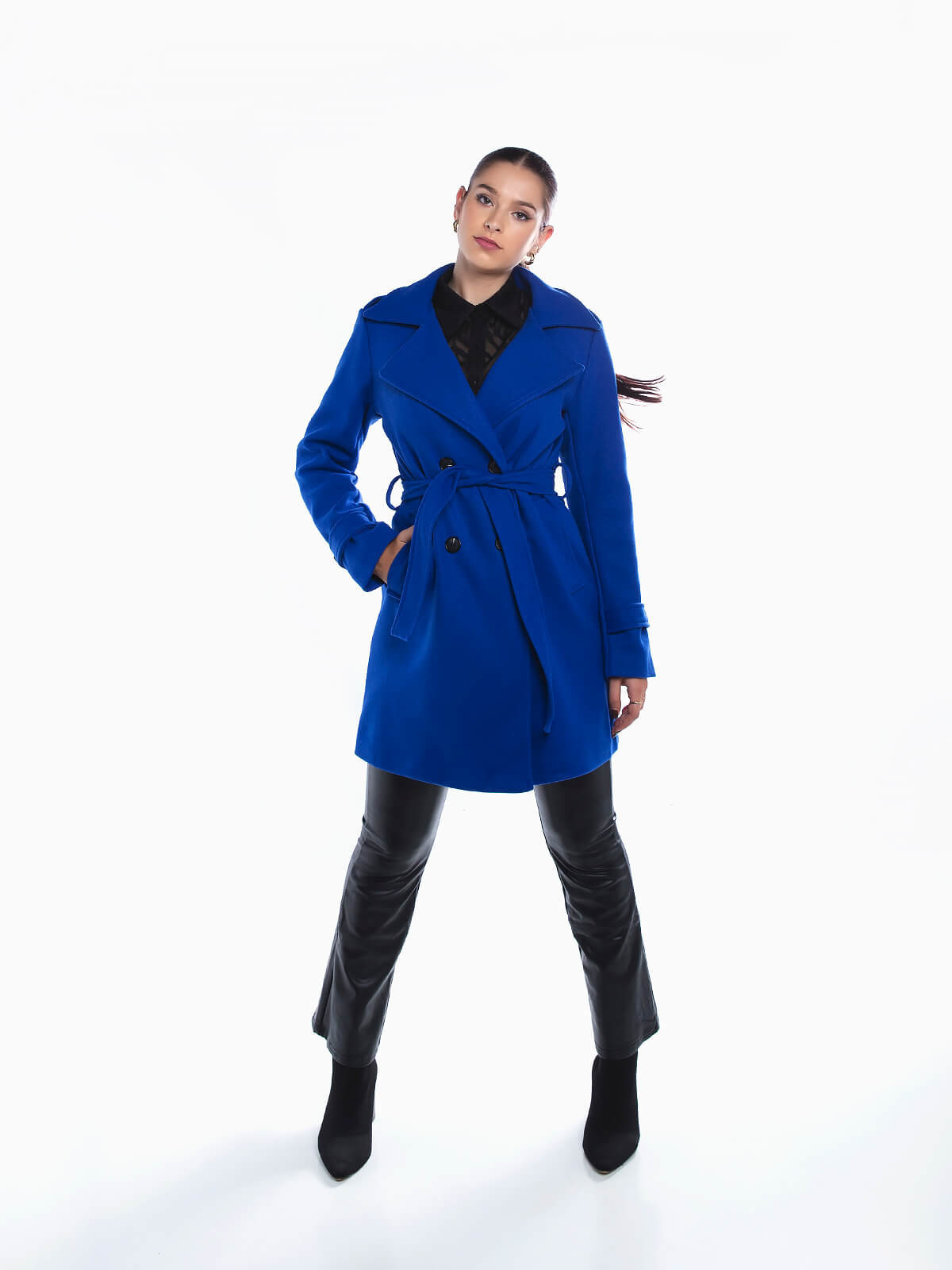 Vibrant Royal Blue Double-Breasted Trench Coat Vibrant Royal Blue Double-Breasted Trench Coat — Winter Coats for Women