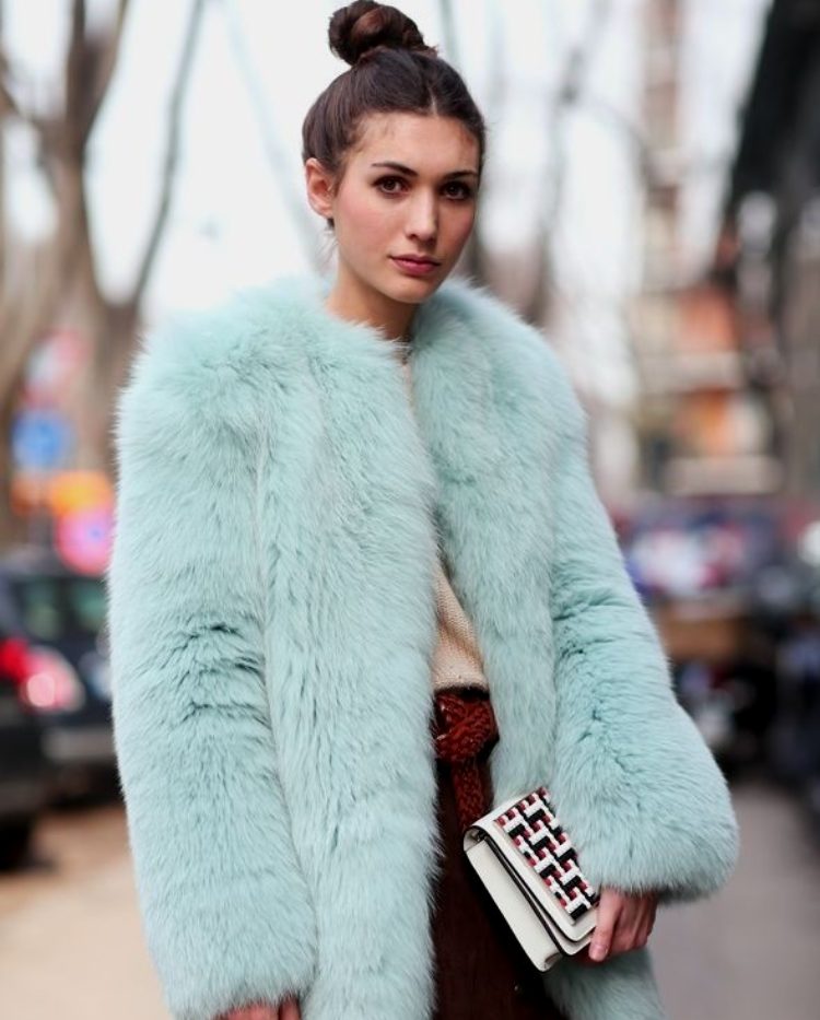 Brown Trousers Outfit Idea — Faux Fur Coat Outfits