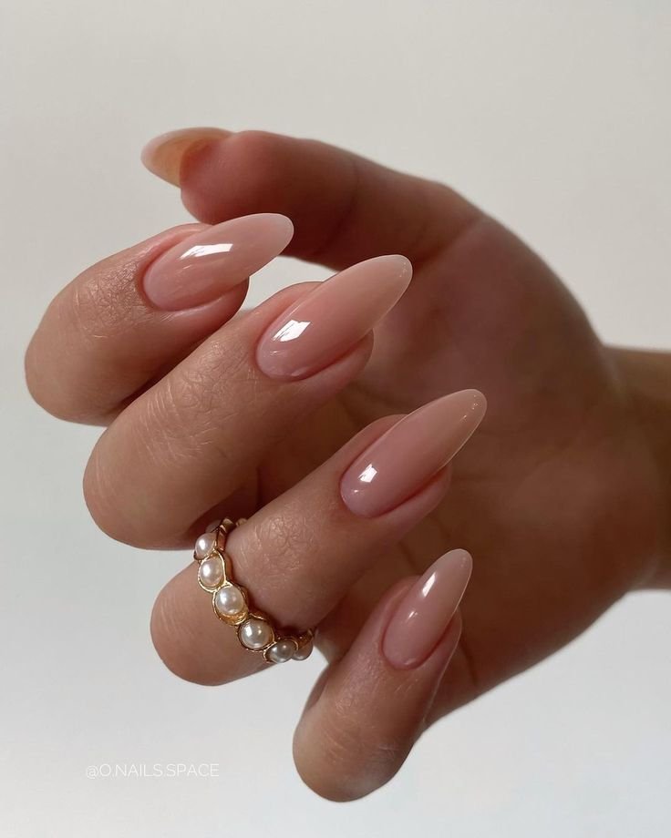 Sheer Nude Glossy Almond Nails Sheer Nude Glossy Almond Nails — Winter Almond Nails