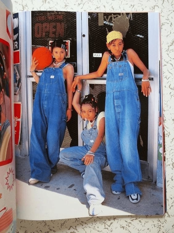 Oversized Denim Overalls With White Tank Tops — 90s Party Outfit Inspiration