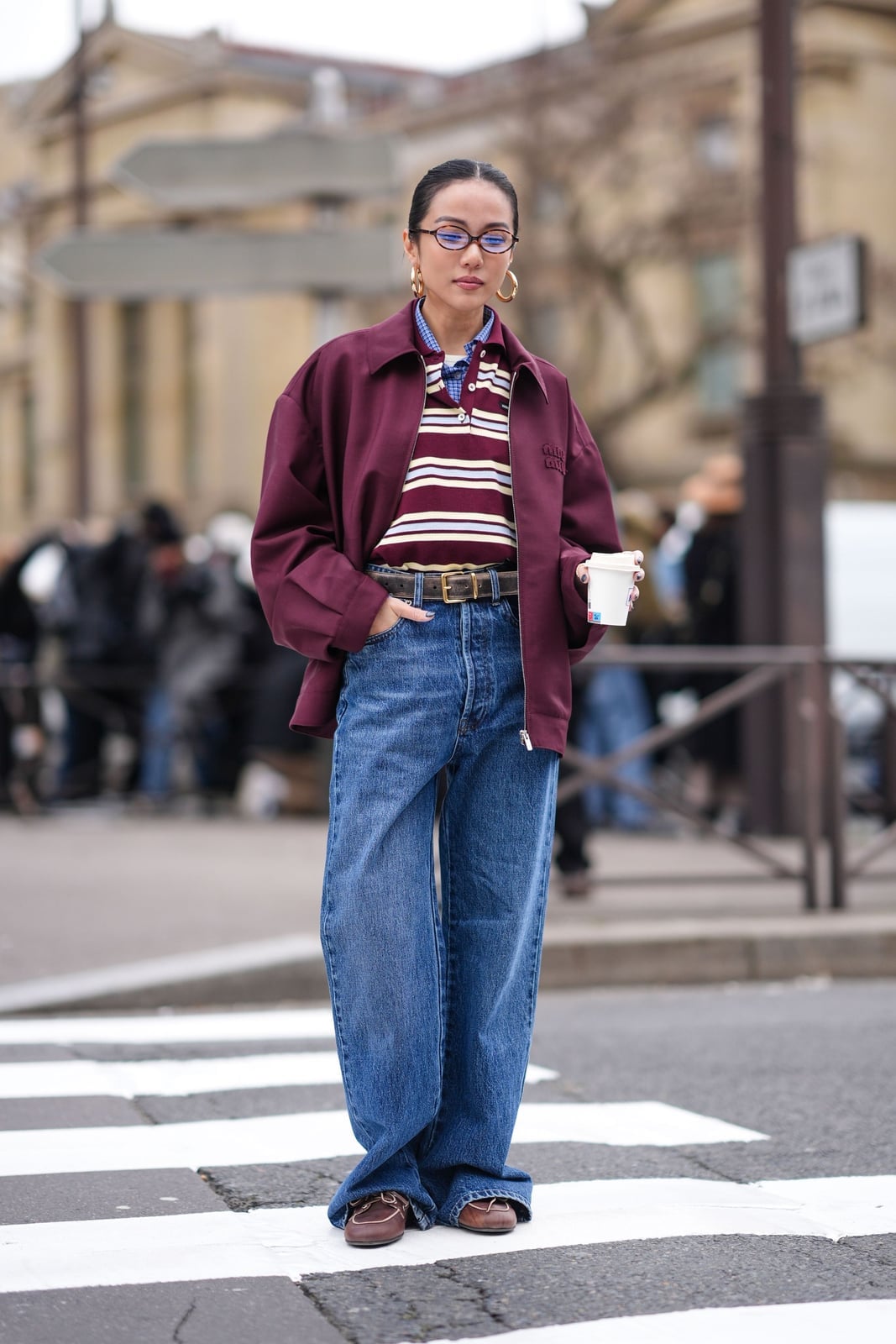 Oversized Bomber Jacket With Wide-Leg Jeans — 90s Party Outfit Inspiration