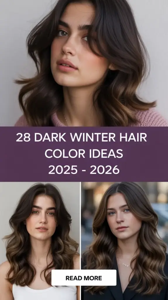 Dark Winter Hair Color Ideas 2025–2026: 25+ Chic Brunette, Balayage & Highlight Looks to Try This Season