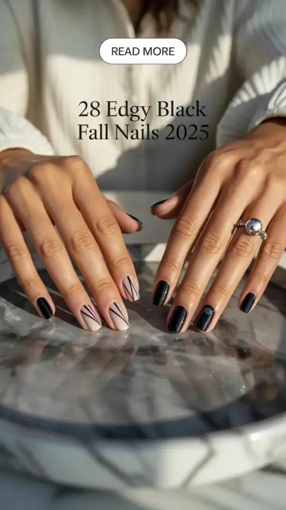 Edgy Black Fall Nails 2025: 28+ Stunning Black Fall Nails Ideas for the Season