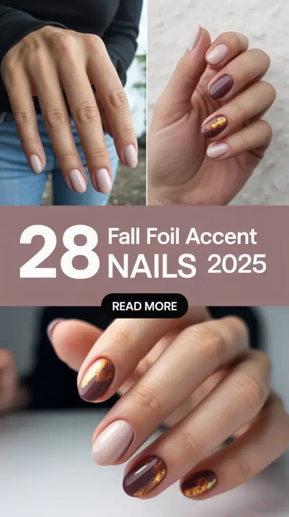 Fall Foil Accent Nails 2025: Stylish Gold & Nude Designs for Autumn