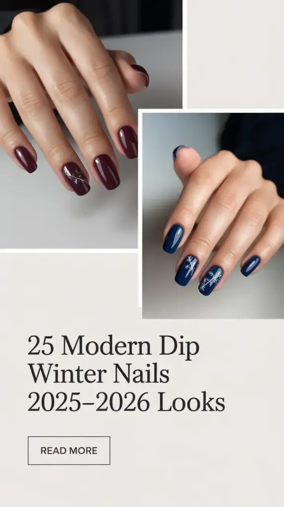Modern Dip Winter Nails 2025–2026 Looks: Chic Cold-Season Styles and Trendy Dip Nail Ideas