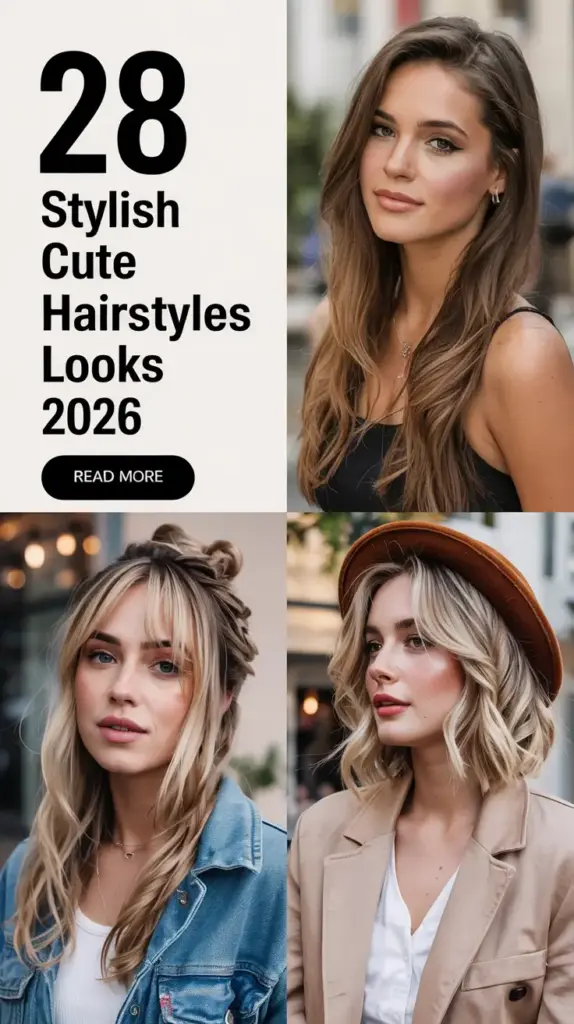 Stylish Cute Hairstyles Looks 2026: 28 Trendy & Easy Hair Ideas for Every Mood