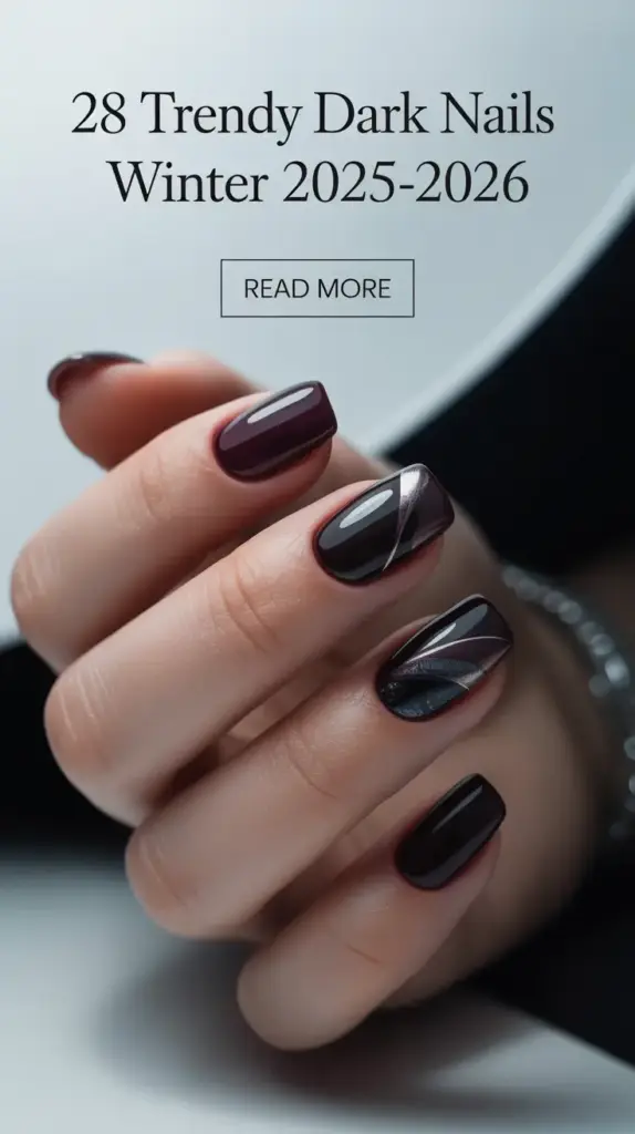 Trendy Dark Nails Winter 2025–2026: Elegant Designs and Chic Aesthetic for the Cold Season