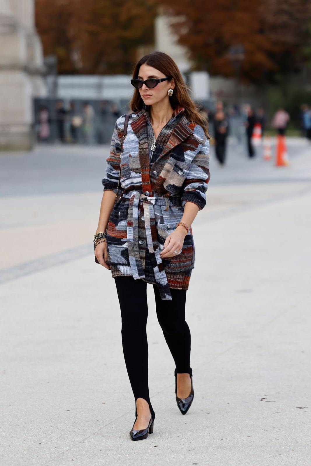 Patterned Jacket Over Black Leggings and Heels Patterned Jacket Over Black Leggings and Heels — Aesthetic Black Leggings Outfit