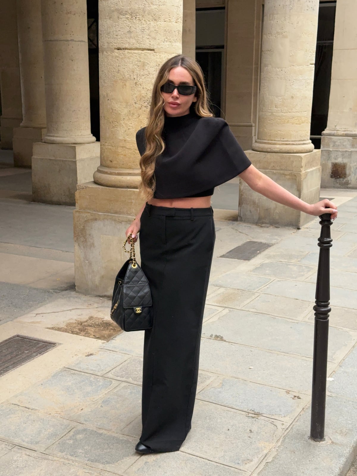 Mock Neck Crop Top With Maxi Skirt — Aesthetic Black Sweater Outfit