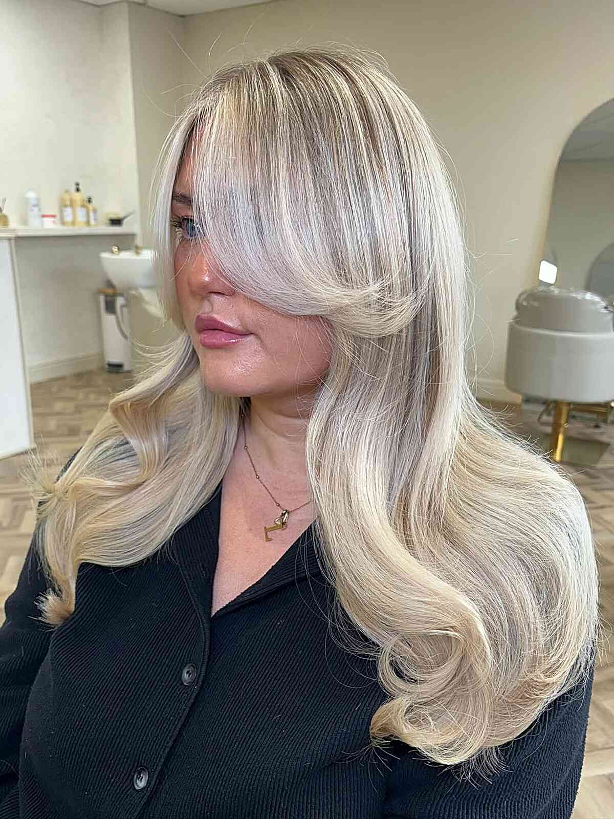 Mid-Back Platinum Blonde With Root Shadow and Babylights — Aesthetic Blonde Hair