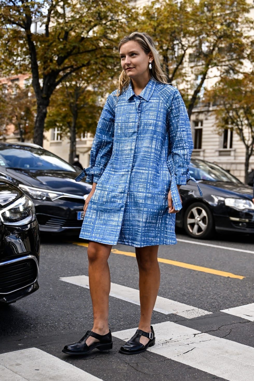 Textured Blue and White Woven Midi Dress Textured Blue and White Woven Midi Dress — Aesthetic Blue Dress Outfit