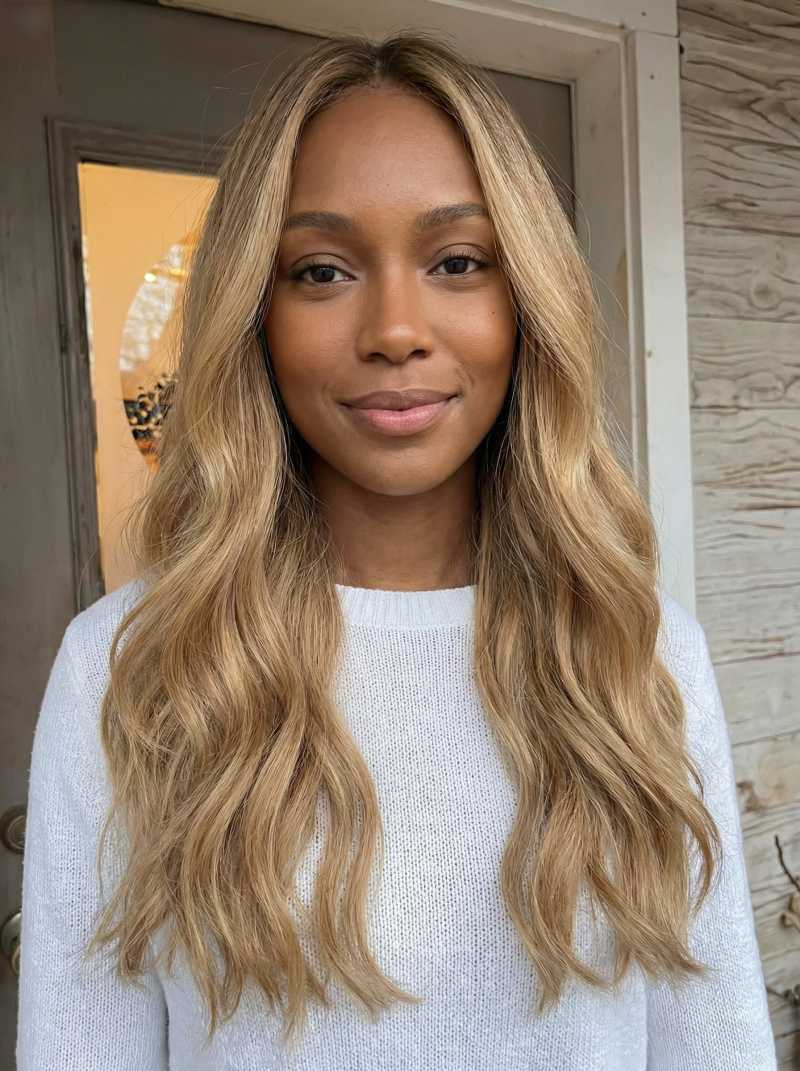 Mid-Back Dark Blonde With Seamless Balayage, Middle — Aesthetic Dark Blonde Hair