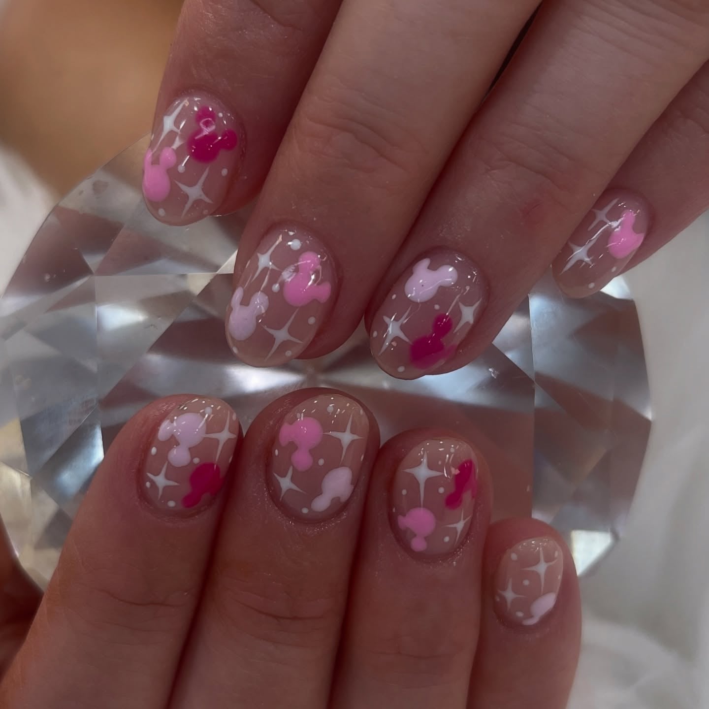 Short Oval Mickey Ears and Hearts Nude Nails Short Oval Mickey Ears and Hearts Nude Nails — Aesthetic Disney Nails