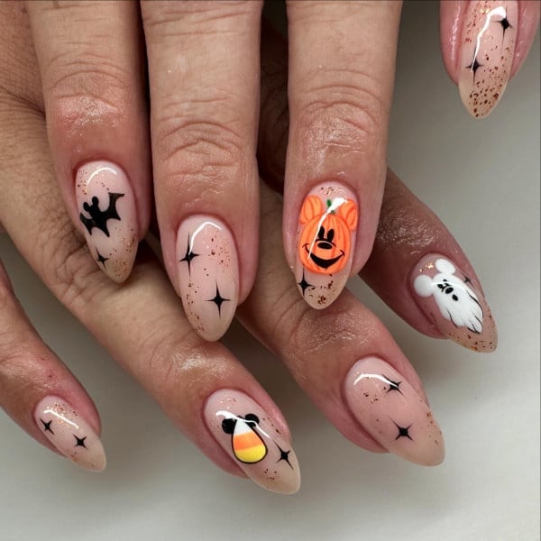 Halloween Disney Character Medium Stiletto Nails, Glossy Halloween Disney Character Medium Stiletto Nails, Glossy — Aesthetic Disney Nails