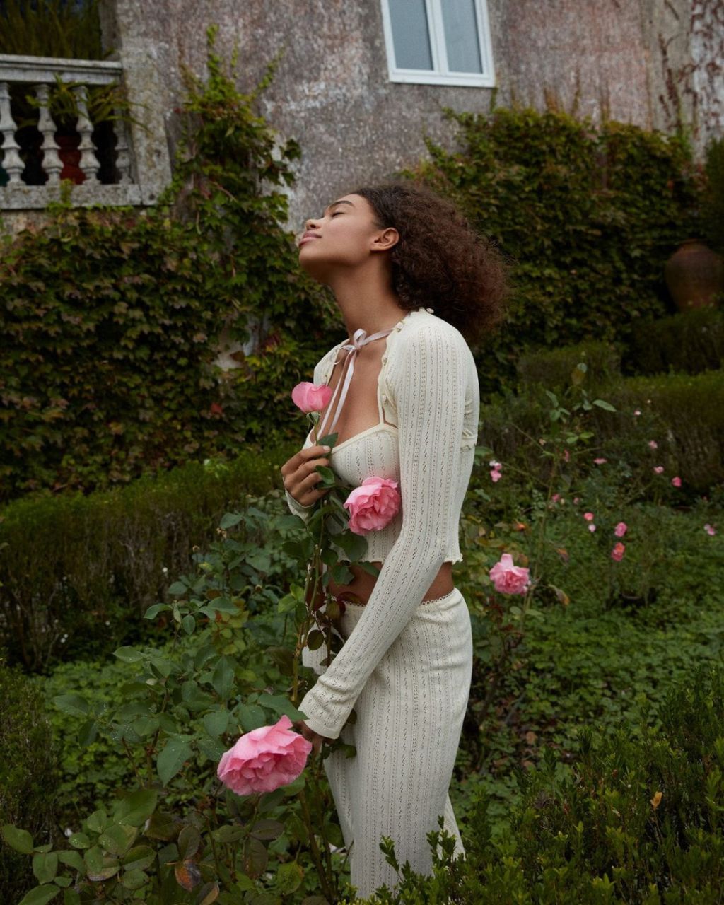 Textured Knit Set with Ribbon Detail — Aesthetic Feminine Outfits