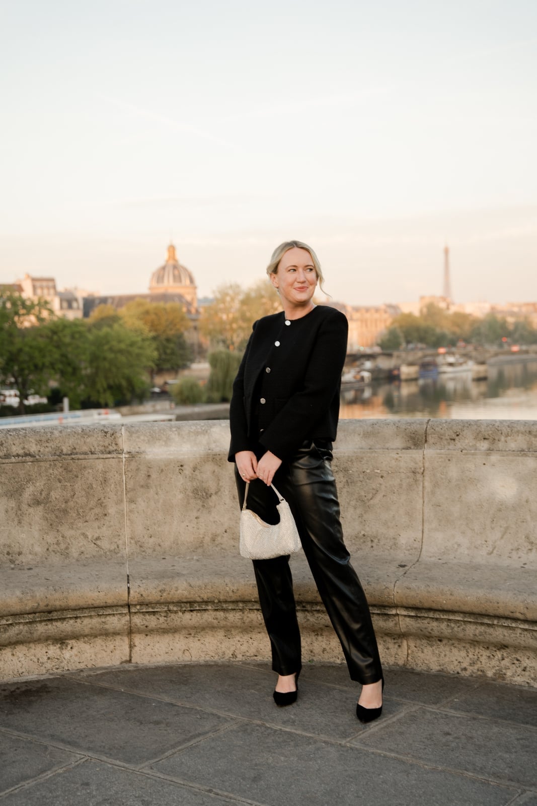 Long Black Coat Over Black Knit Top And Grey Mini Skirt — Aesthetic Going Out Outfits Night