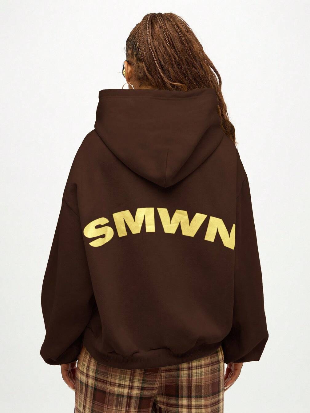 Brown Hoodie with Large Gold Graphic Print on Back Brown Hoodie with Large Gold Graphic Print on Back — Aesthetic Hoodie Outfits Women