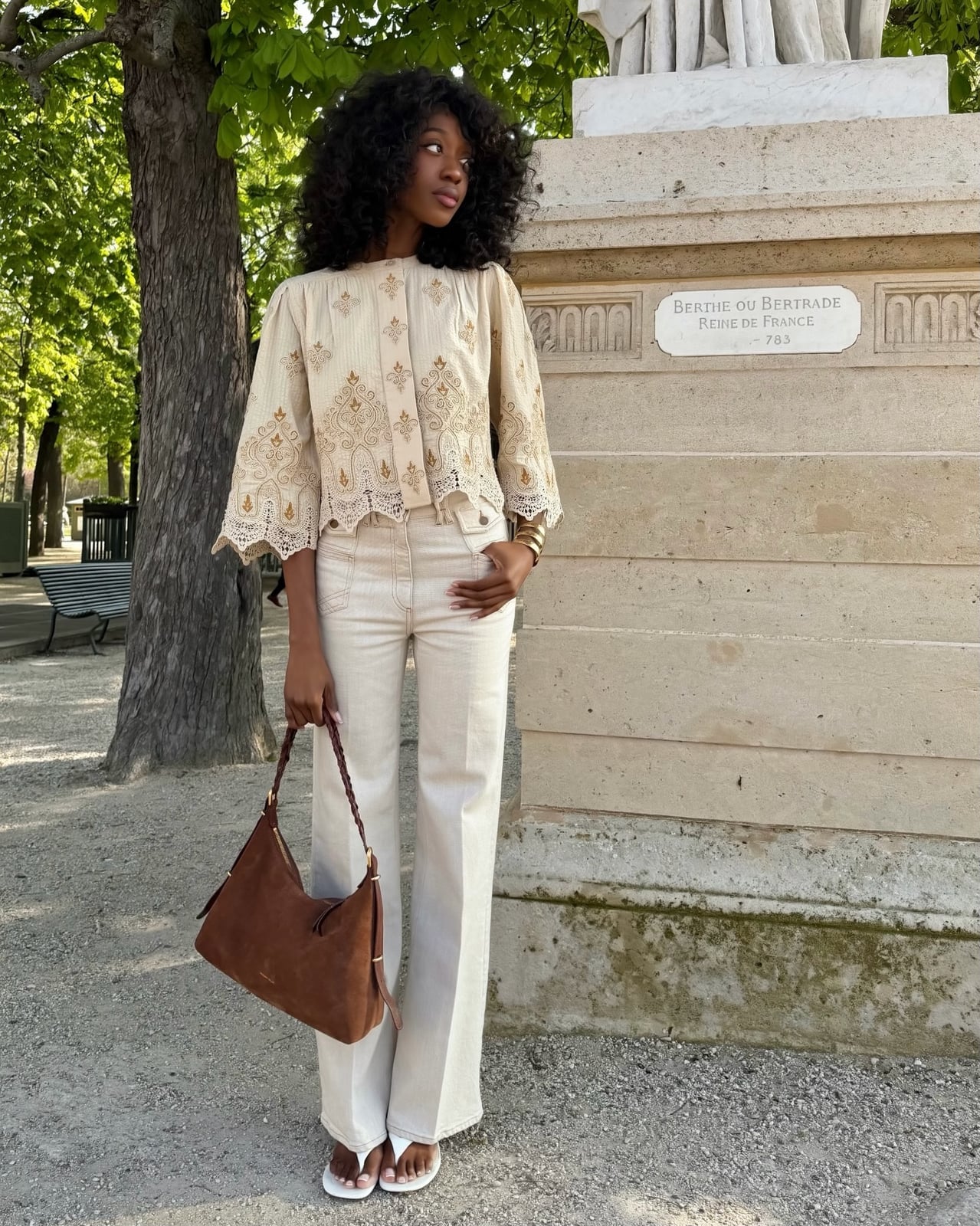 Embroidered Lace Top With Wide Leg Pants — Aesthetic Lace Top Outfit