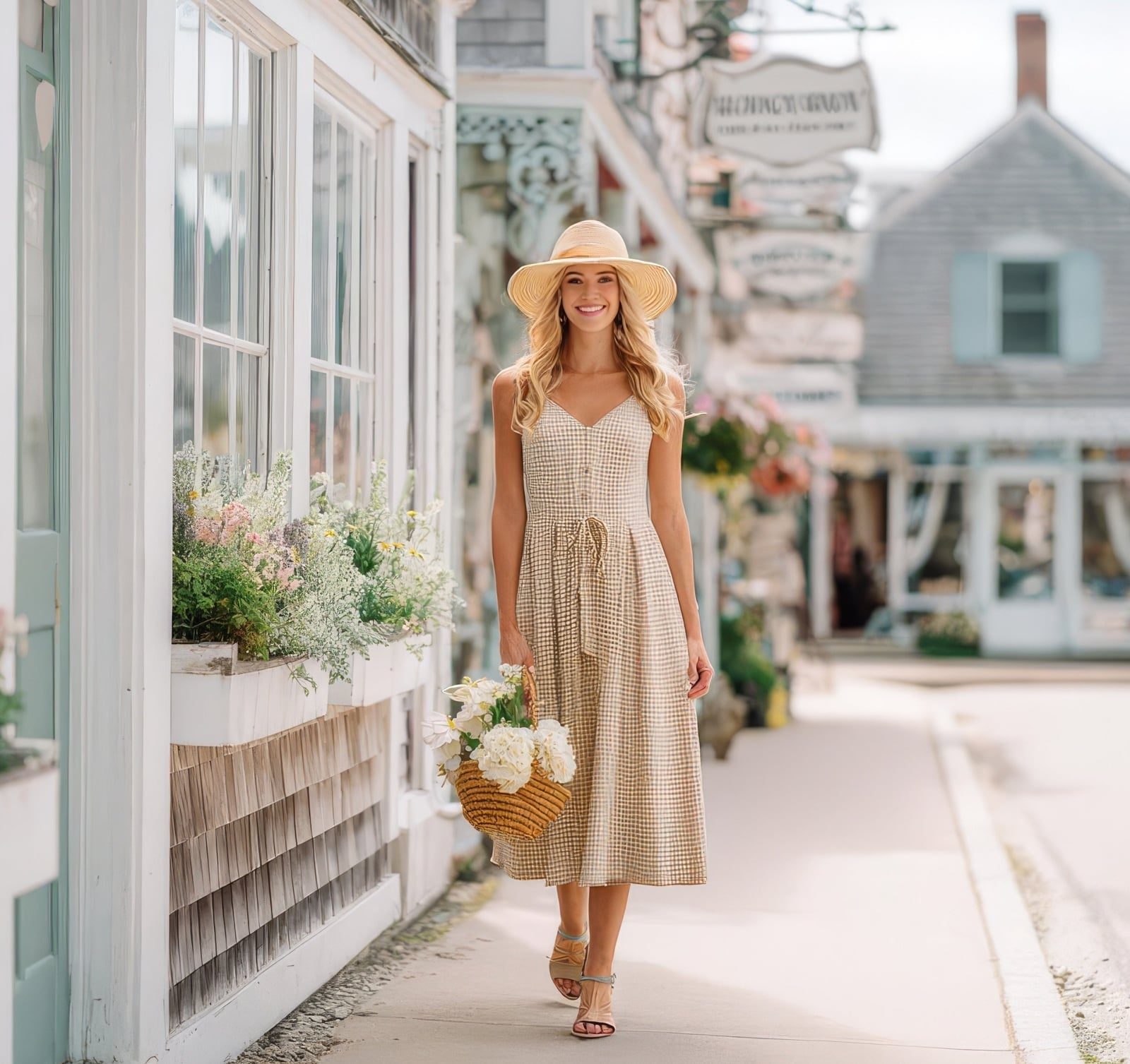 Gingham Linen Fit and Flare Midi Dress — Aesthetic Linen Dress