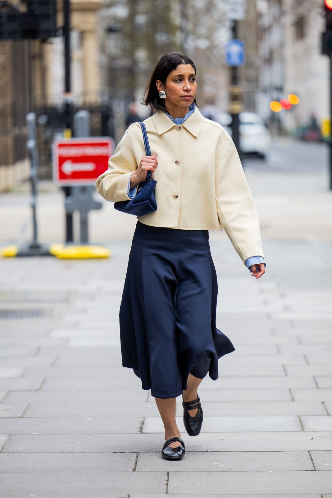 Cropped Jacket Midi Skirt And Mary Jane Flats — Aesthetic Mary Janes Outfit
