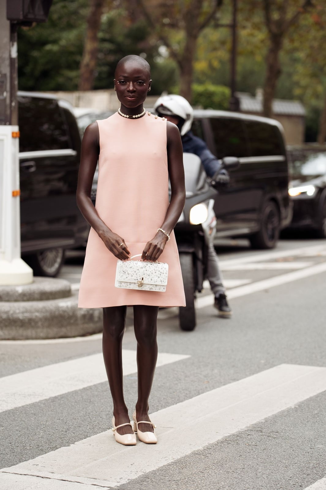 Light Pink Shift Dress With Mary Jane Flats — Aesthetic Mary Janes Outfit