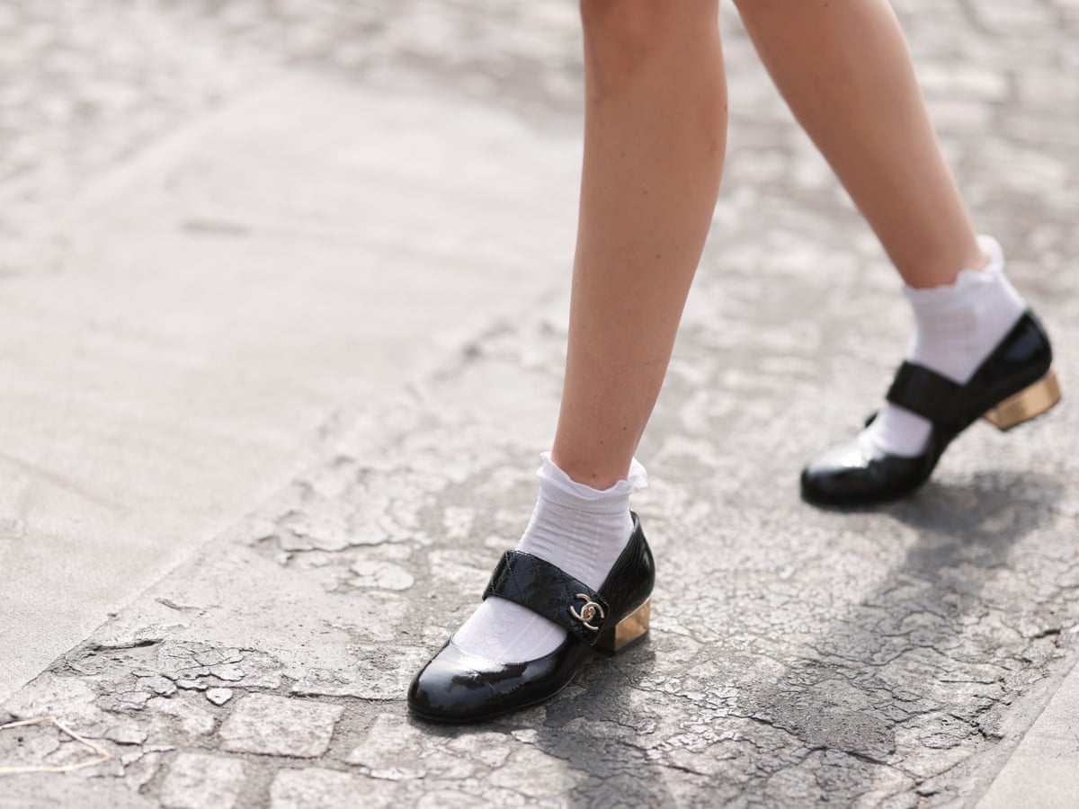 Patent Mary Janes With Gold Heel And Ruffled Socks — Aesthetic Mary Janes Outfit