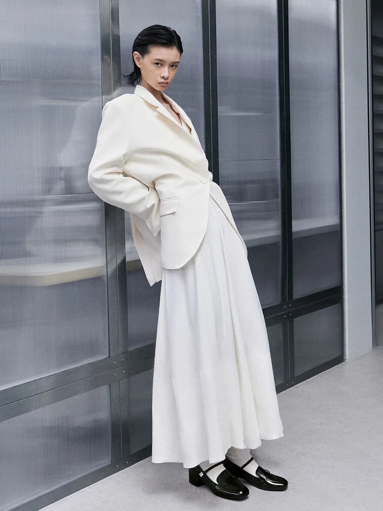 White Maxi Skirt With Patent Mary Janes — Aesthetic Mary Janes Outfit