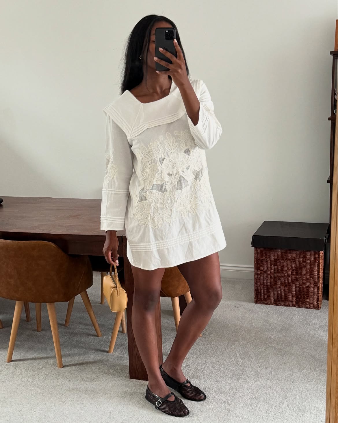 French Inspired Midi Dress And Mary Jane Flats — Aesthetic Mary Janes Outfit