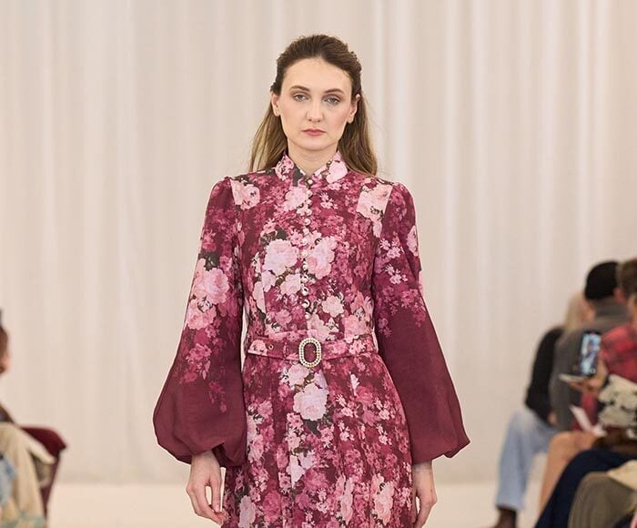 Floral Print Dress with Balloon Sleeves and Belt — Aesthetic Modest Dresses