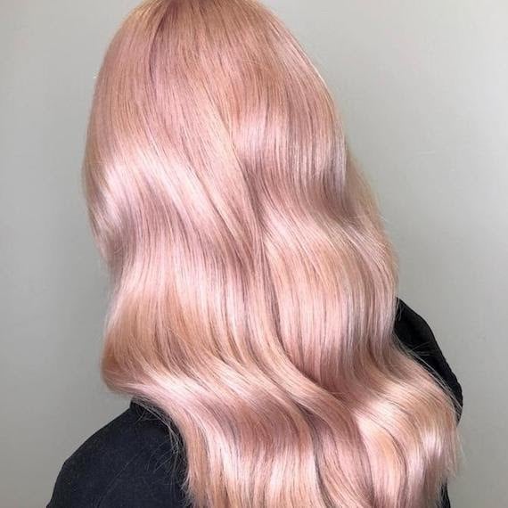 Mid-Back Length Blowout With Loose Waves Mid-Back Length Blowout With Loose Waves — Aesthetic Pastel Pink Hair