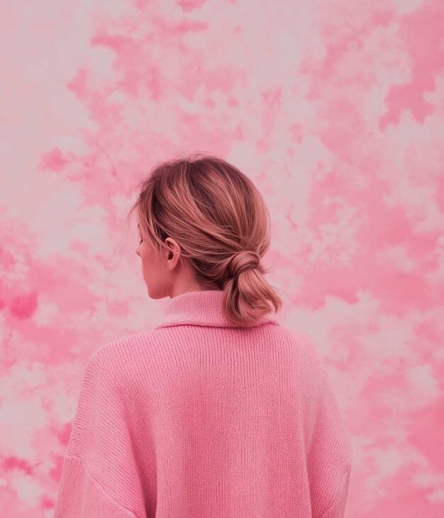Low Loose Bun In Soft Pastel Pink Low Loose Bun In Soft Pastel Pink — Aesthetic Pastel Pink Hair